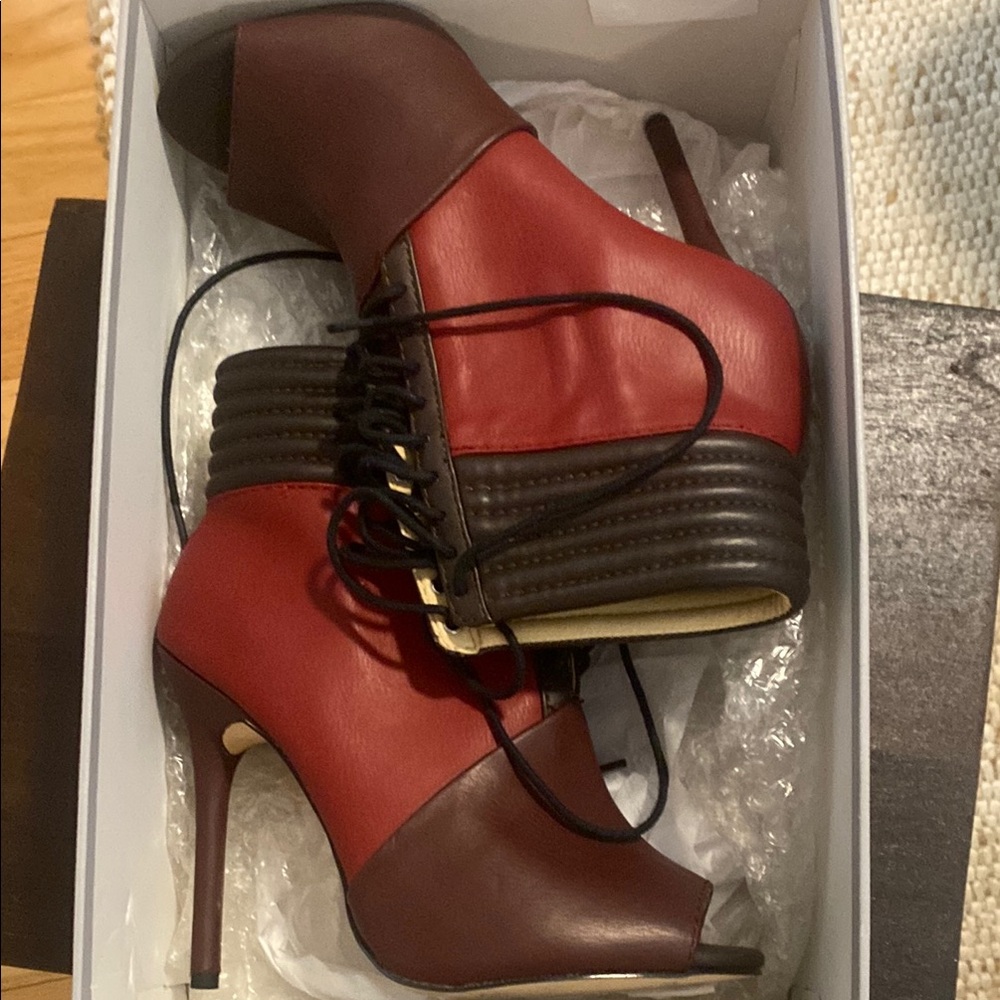 GX by Gwen Stefani Red and Brown Heeled Boots